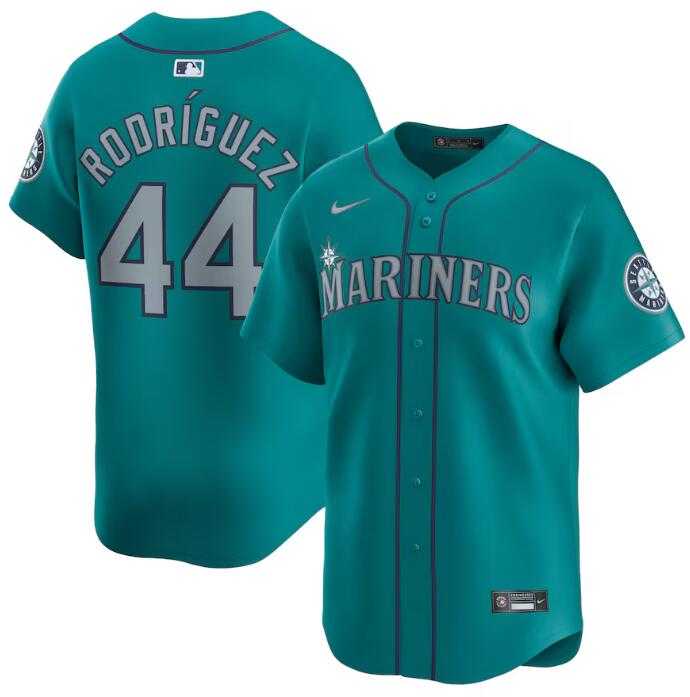 Mens Seattle Mariners #44 Julio Rodriguez Aqua Alternate Limited Stitched jersey Dzhi